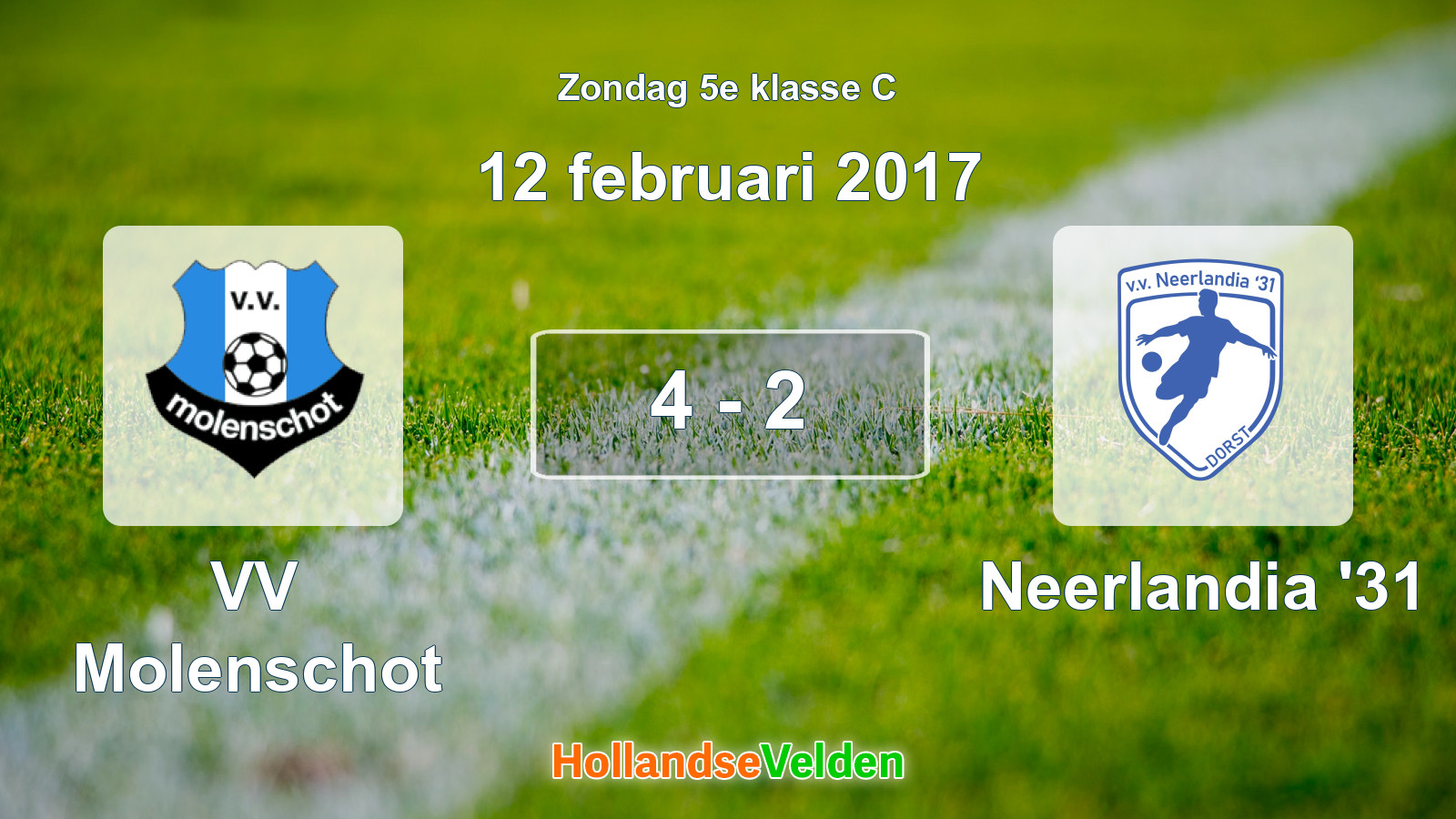 Gespeelde wedstrijd: VV Molenschot - Neerlandia '31 4 - 2 (12 februari 2017)