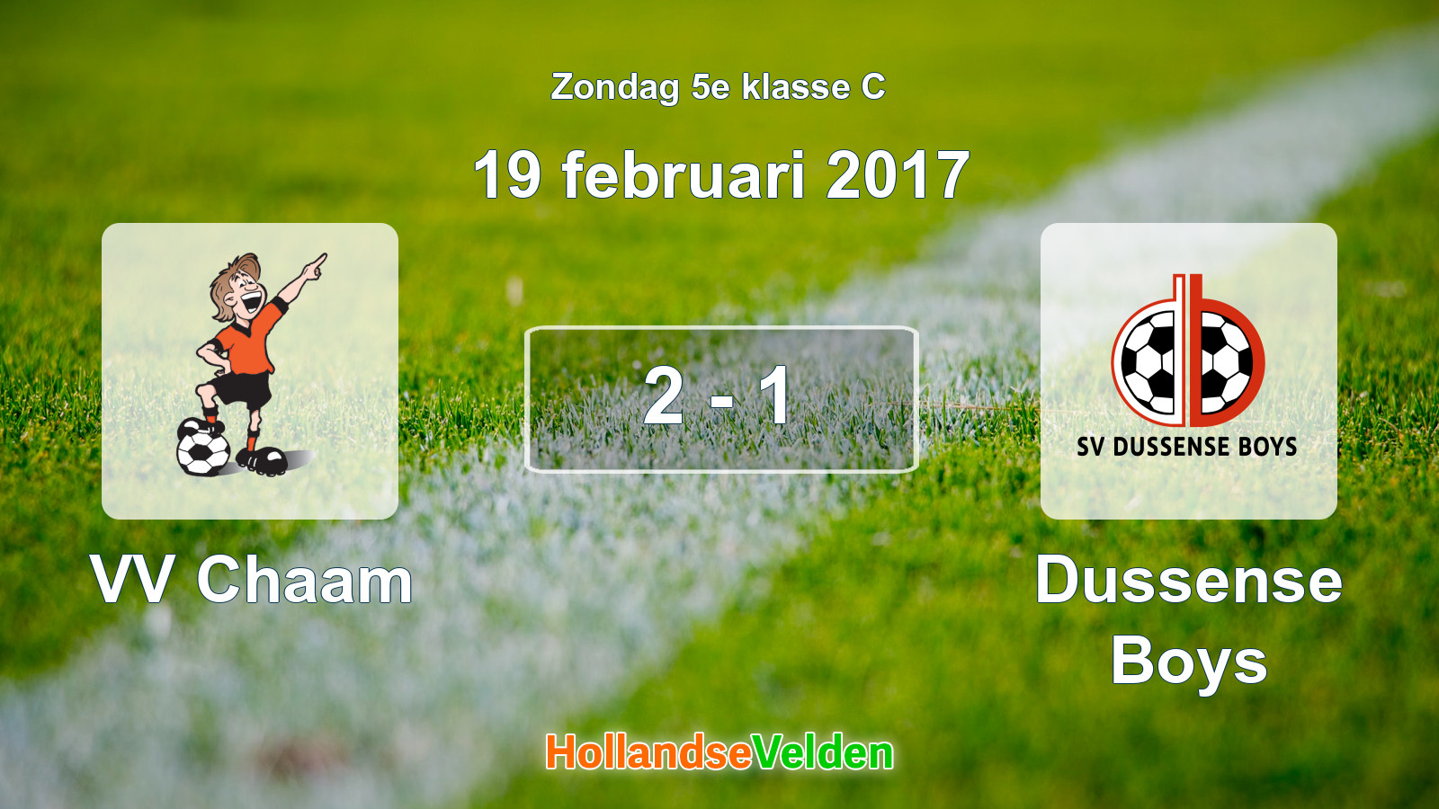 Gespeelde wedstrijd: VV Chaam - Dussense Boys 2 - 1 (19 februari 2017)