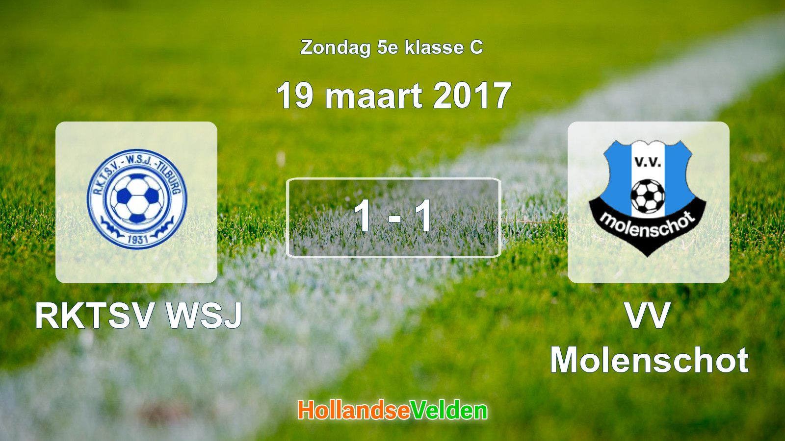 Gespeelde wedstrijd: RKTSV WSJ - VV Molenschot 1 - 1 (19 maart 2017)