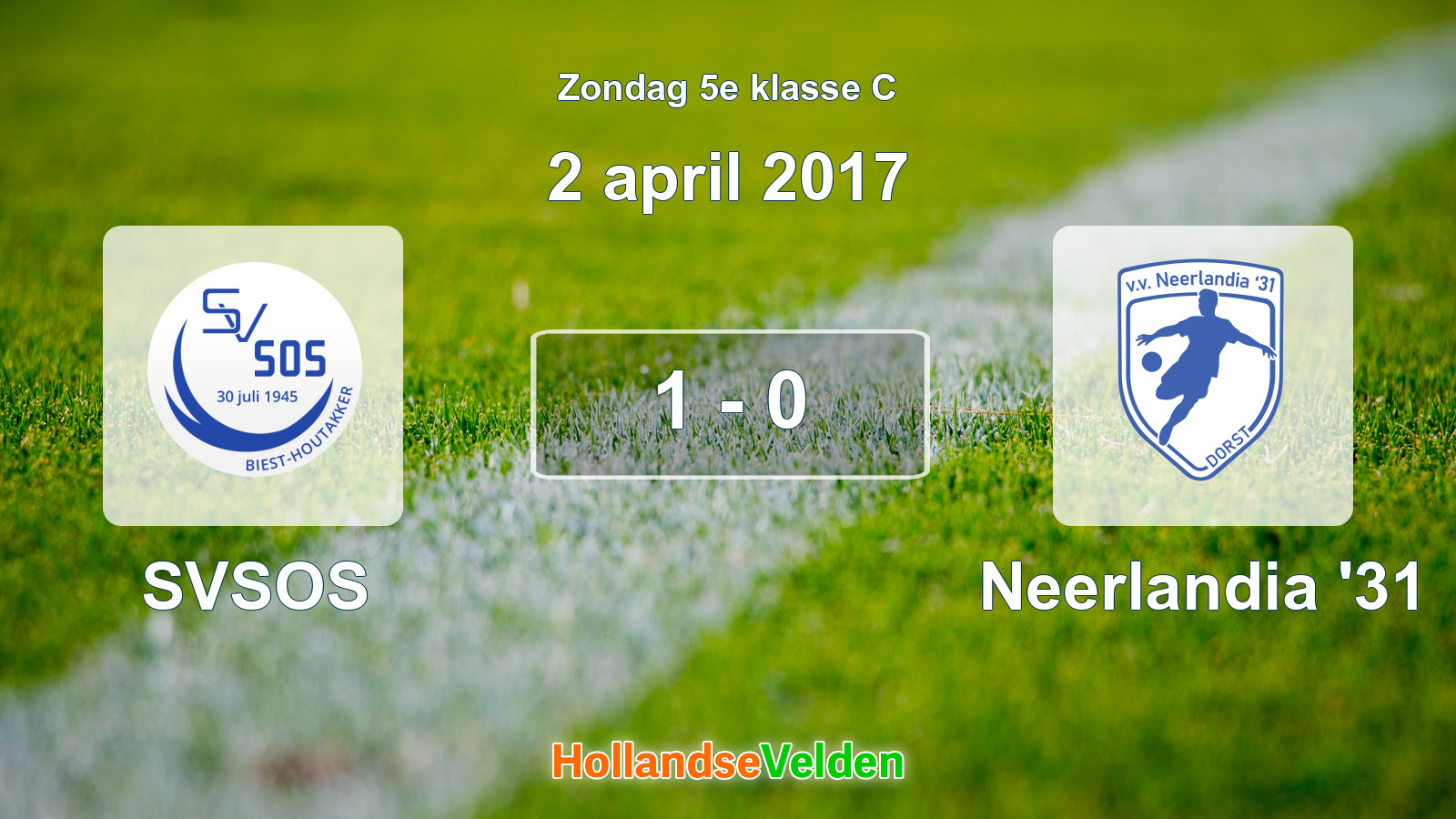 Gespeelde wedstrijd: SVSOS - Neerlandia '31 1 - 0 (2 april 2017)