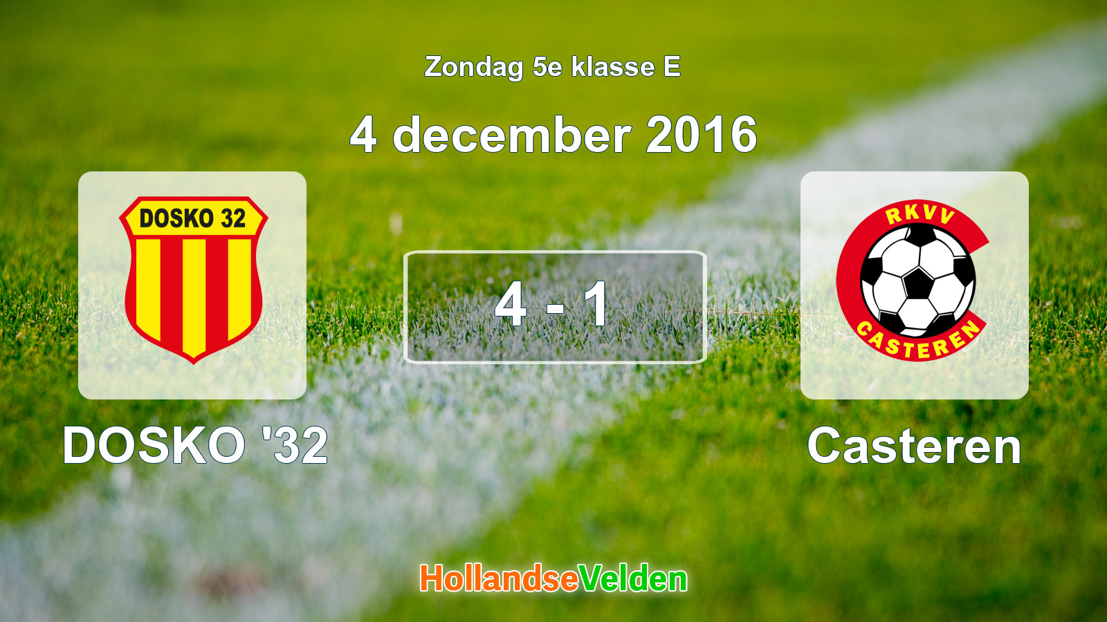 Gespeelde wedstrijd: DOSKO '32 - Casteren 4 - 1 (4 december 2016)