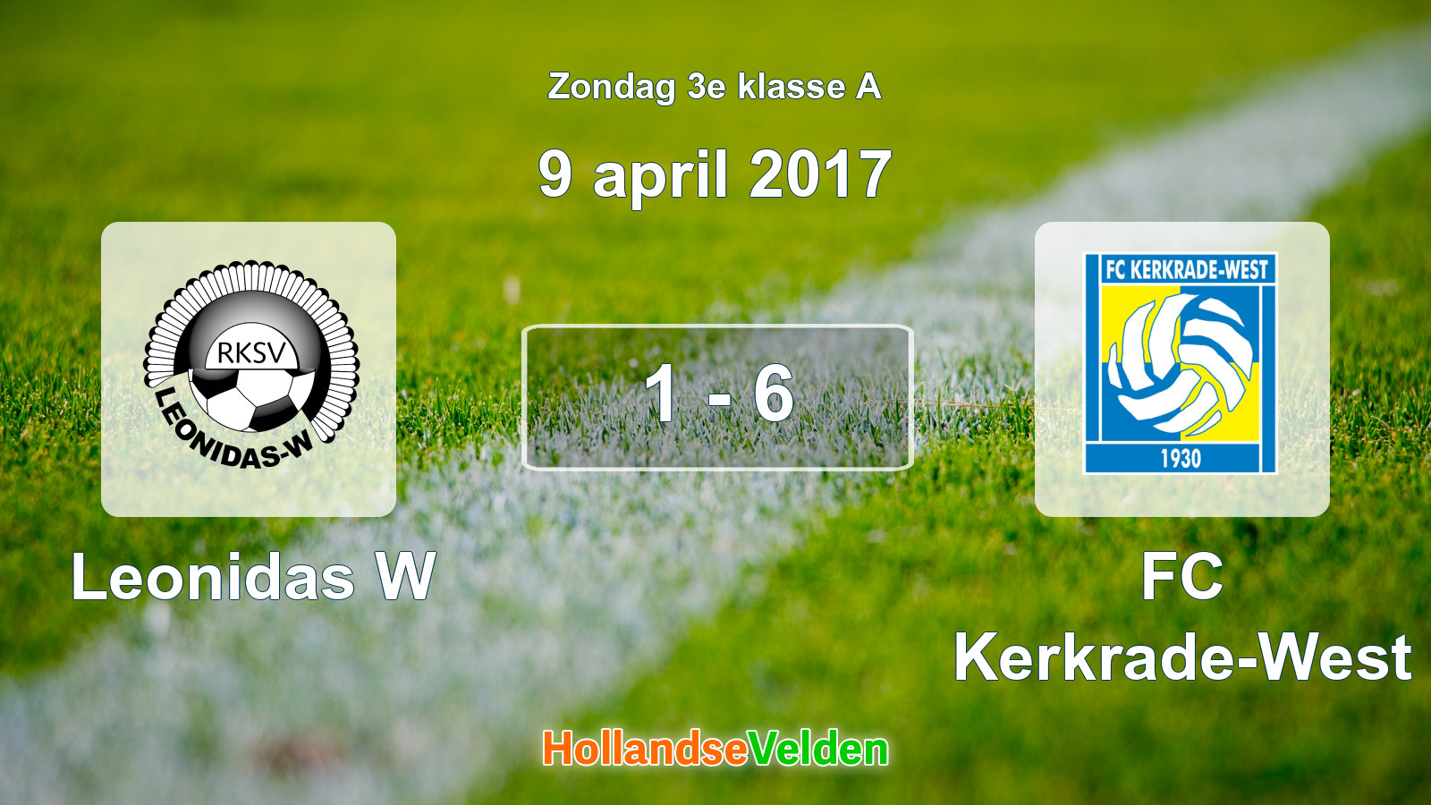Gespeelde wedstrijd: Leonidas W - FC Kerkrade-West 1 - 6 (9 april 2017)