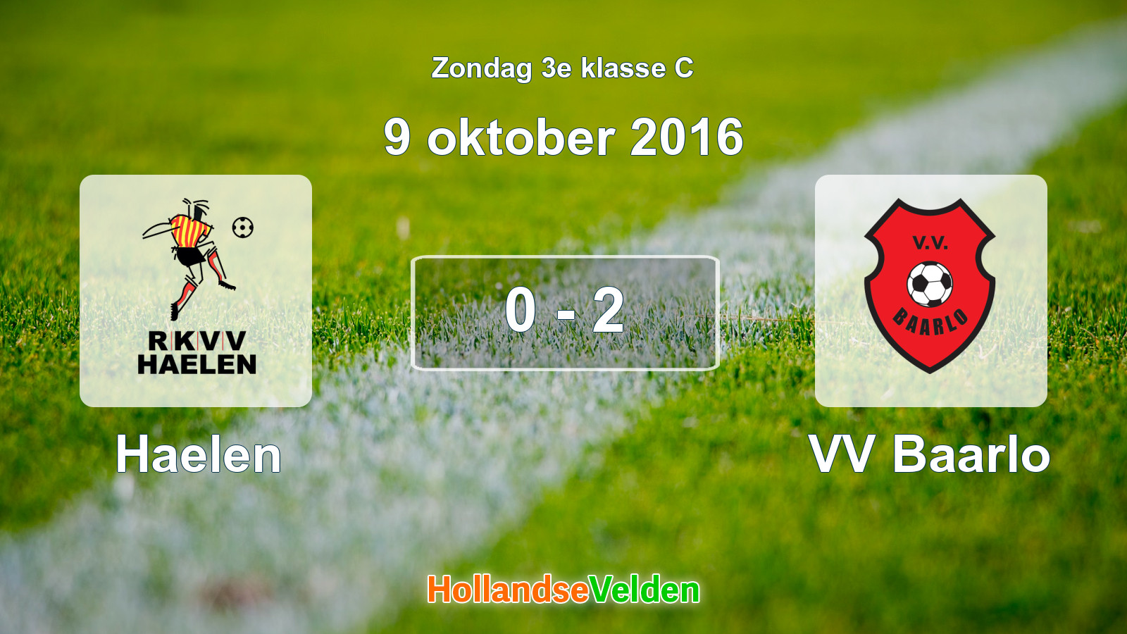 Gespeelde wedstrijd: Haelen - VV Baarlo 0 - 2 (9 oktober 2016)