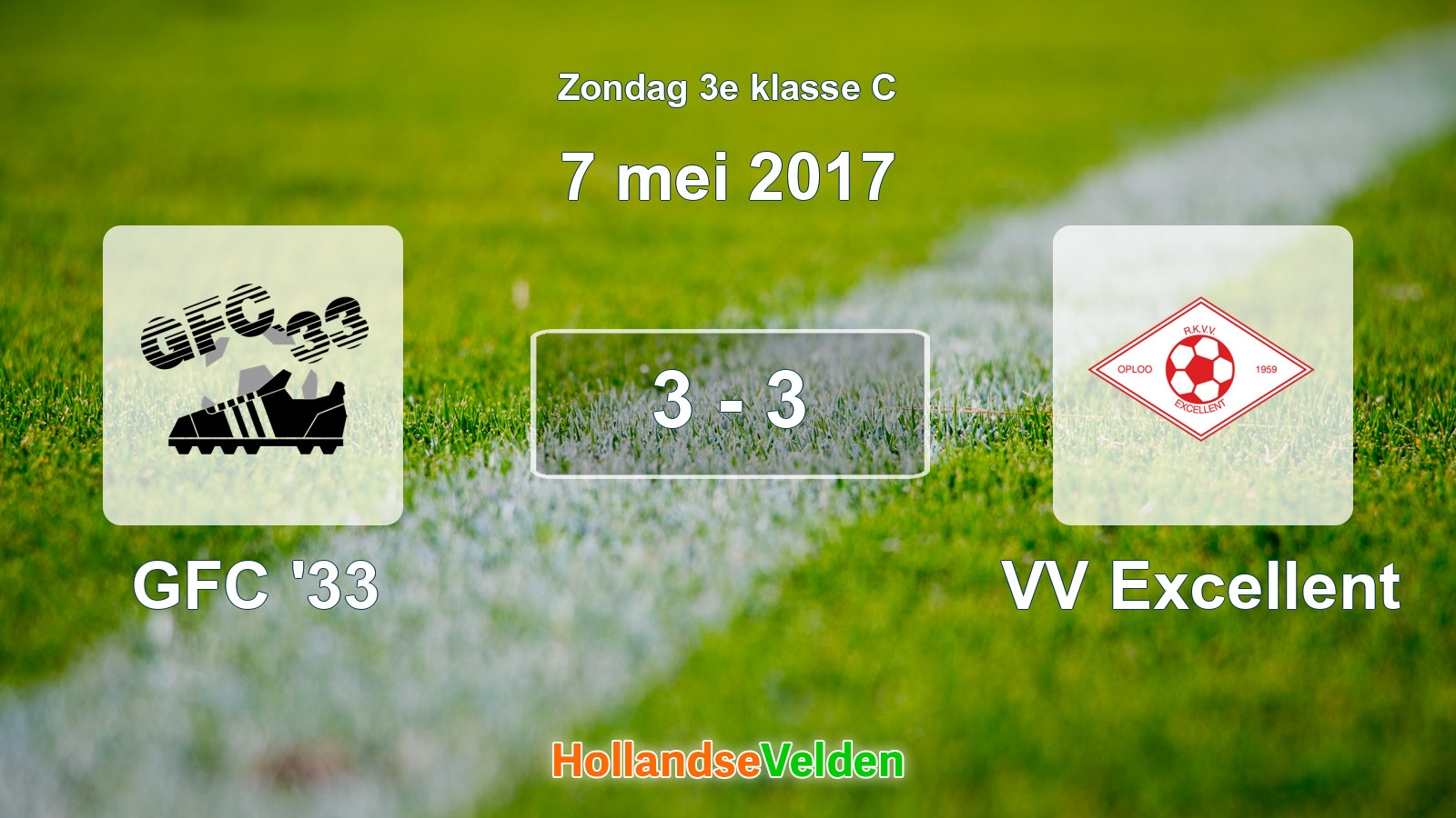 Gespeelde wedstrijd: GFC '33 - VV Excellent 3 - 3 (7 mei 2017)