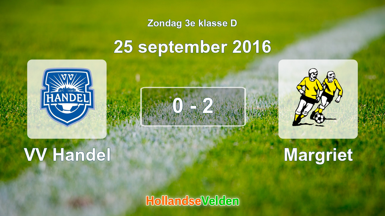 Gespeelde wedstrijd: VV Handel - Margriet 0 - 2 (25 september 2016)