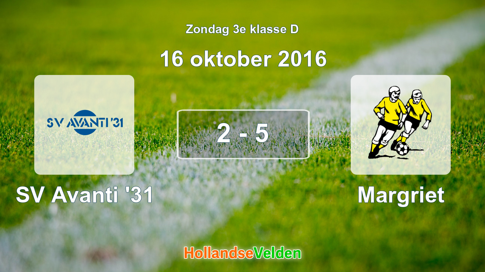 Gespeelde wedstrijd: SV Avanti '31 - Margriet 2 - 5 (16 oktober 2016)