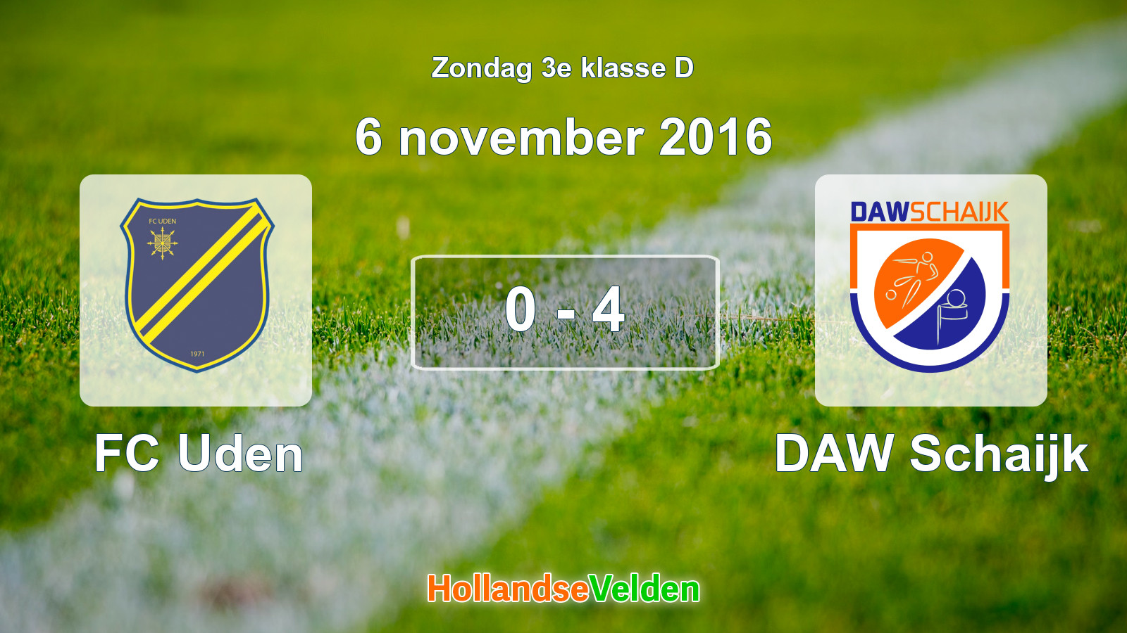 Gespeelde wedstrijd: FC Uden - DAW Schaijk 0 - 4 (6 november 2016)