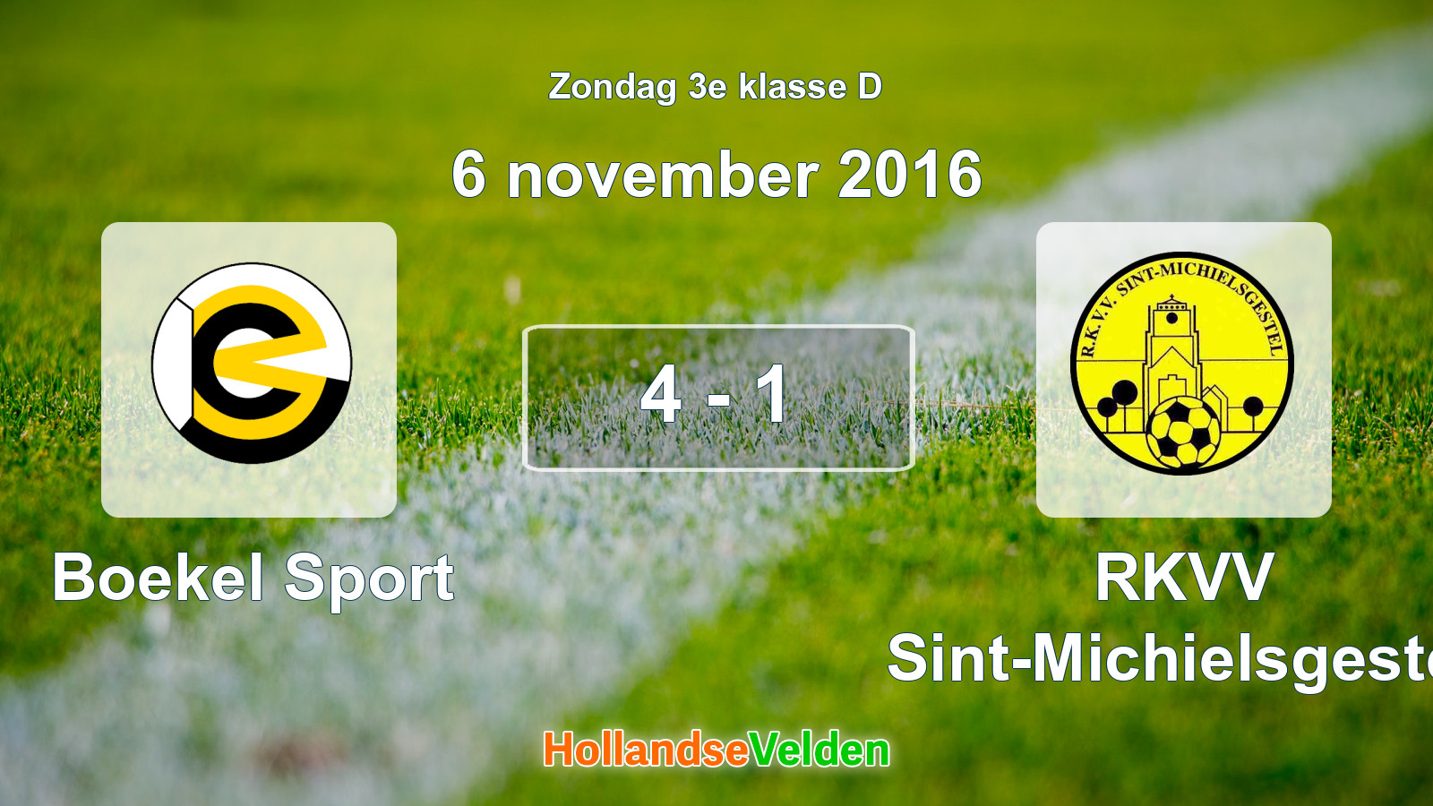 Gespeelde wedstrijd: Boekel Sport - RKVV Sint-Michielsgestel 4 - 1 (6 november 2016)
