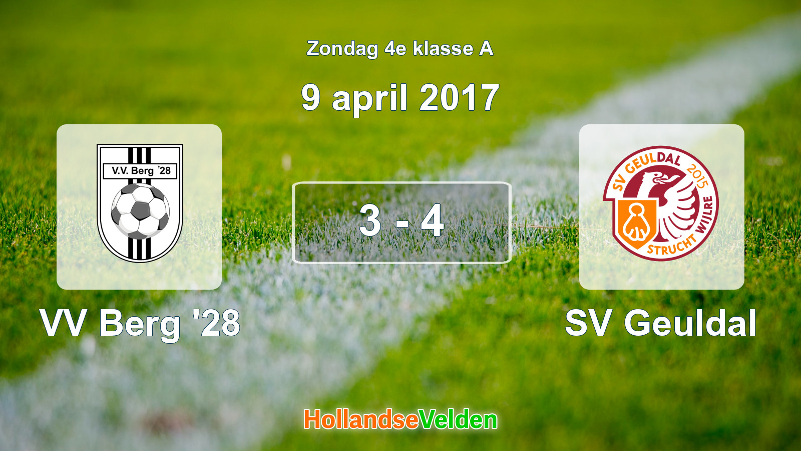 Gespeelde wedstrijd: VV Berg '28 - SV Geuldal 3 - 4 (9 april 2017)