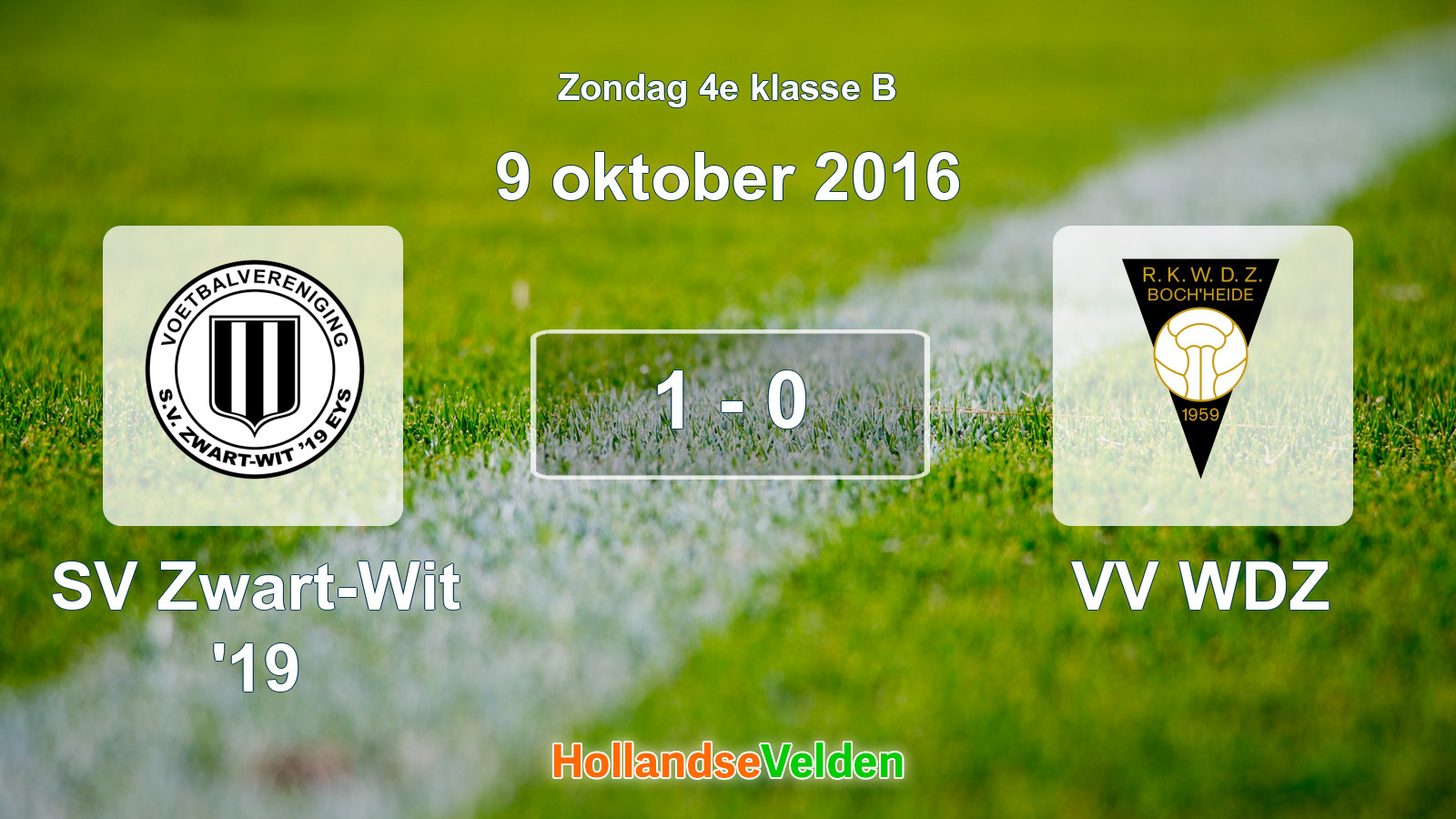 Gespeelde wedstrijd: SV Zwart-Wit '19 - VV WDZ 1 - 0 (9 oktober 2016)
