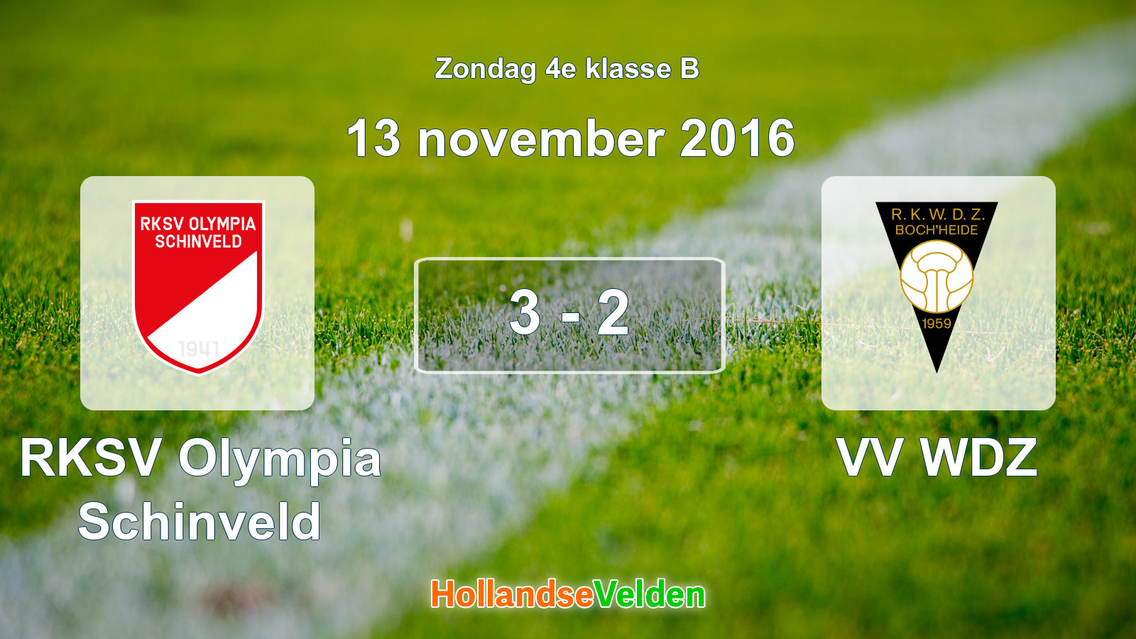 Gespeelde wedstrijd: RKSV Olympia Schinveld - VV WDZ 3 - 2 (13 november 2016)