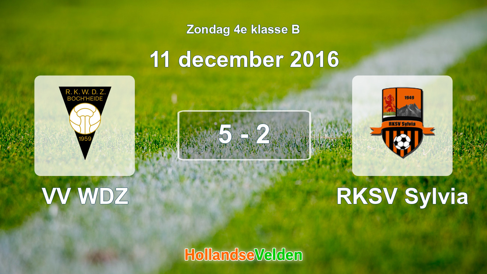 Gespeelde wedstrijd: VV WDZ - RKSV Sylvia 5 - 2 (11 december 2016)