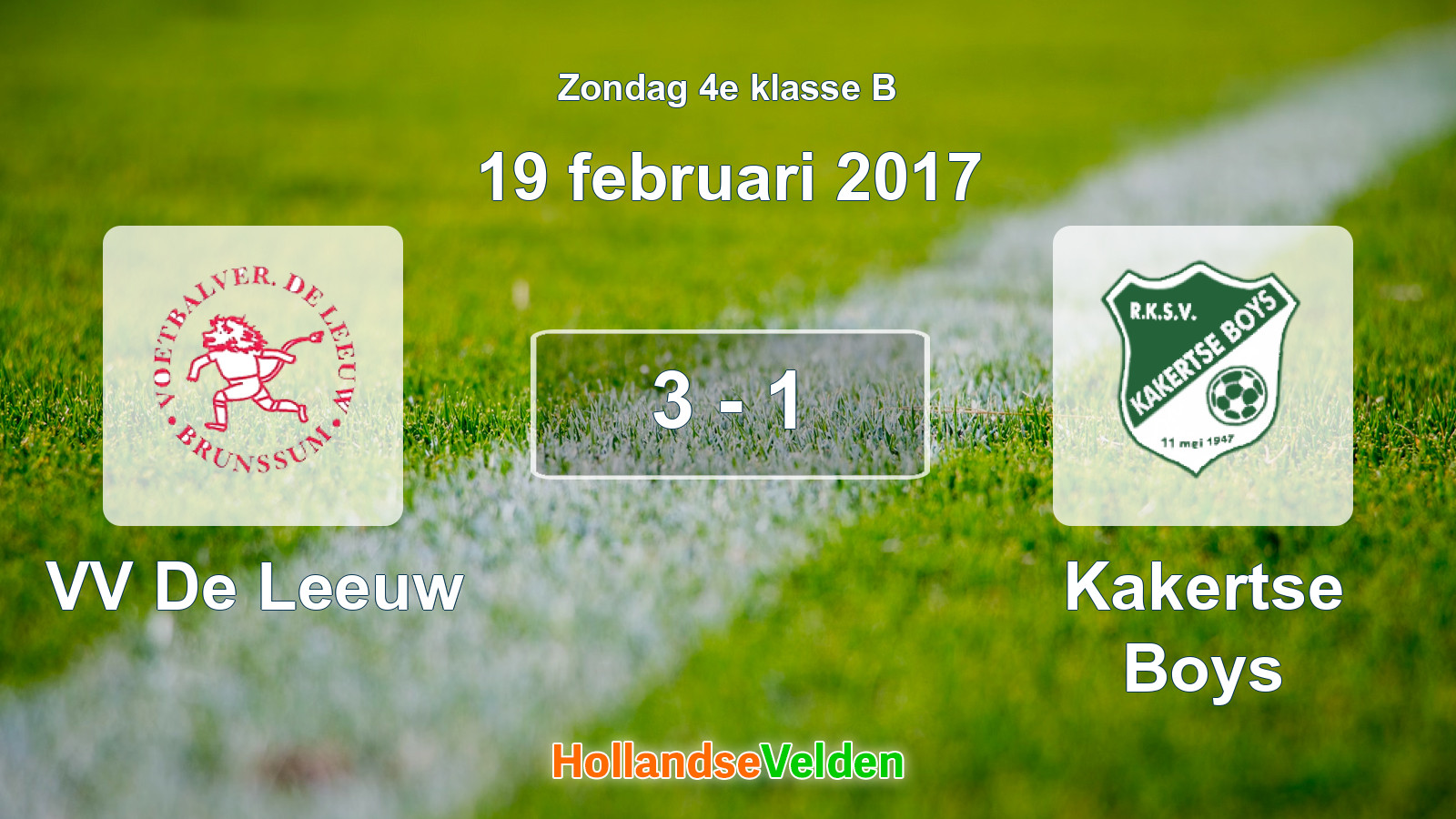 Gespeelde wedstrijd: VV De Leeuw - Kakertse Boys 3 - 1 (19 februari 2017)