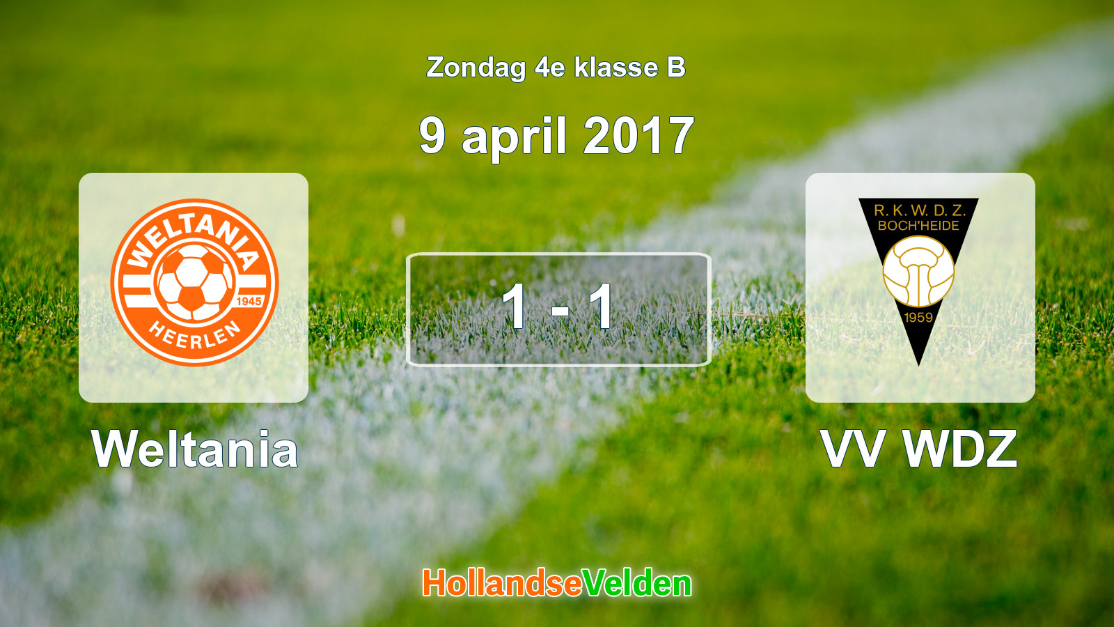 Gespeelde wedstrijd: Weltania - VV WDZ 1 - 1 (9 april 2017)