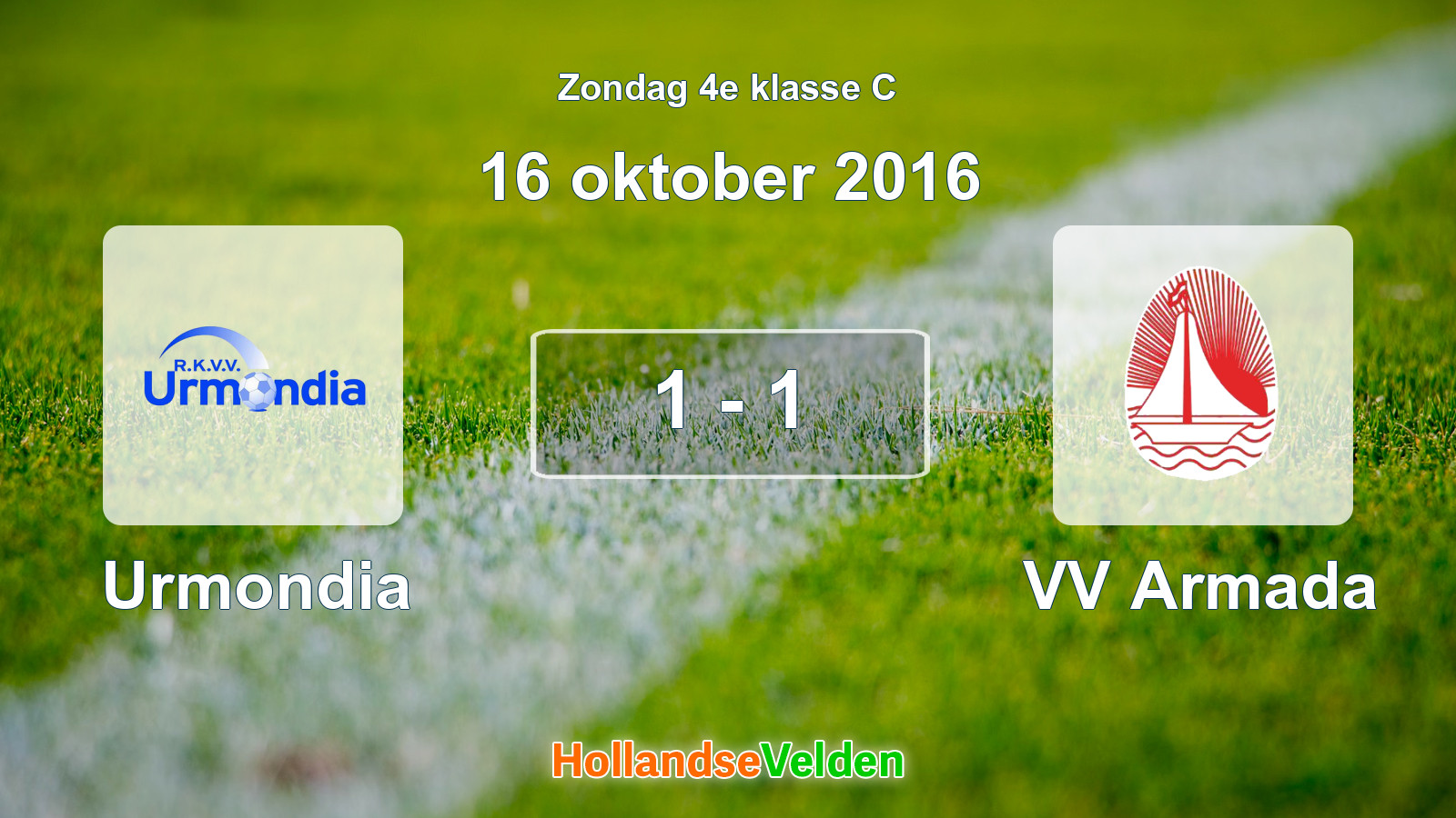 Gespeelde wedstrijd: Urmondia - VV Armada 1 - 1 (16 oktober 2016)