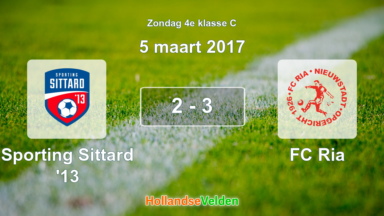 Gespeelde wedstrijd: Sporting Sittard '13 - FC Ria 2 - 3 (5 maart 2017)