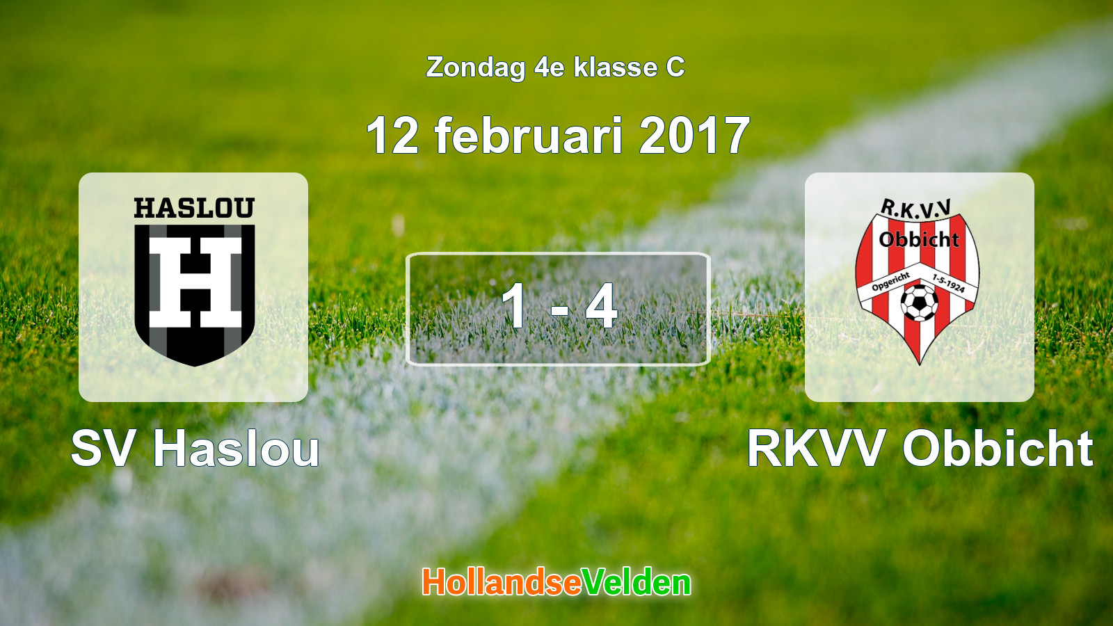 Gespeelde wedstrijd: SV Haslou - RKVV Obbicht 1 - 4 (12 februari 2017)