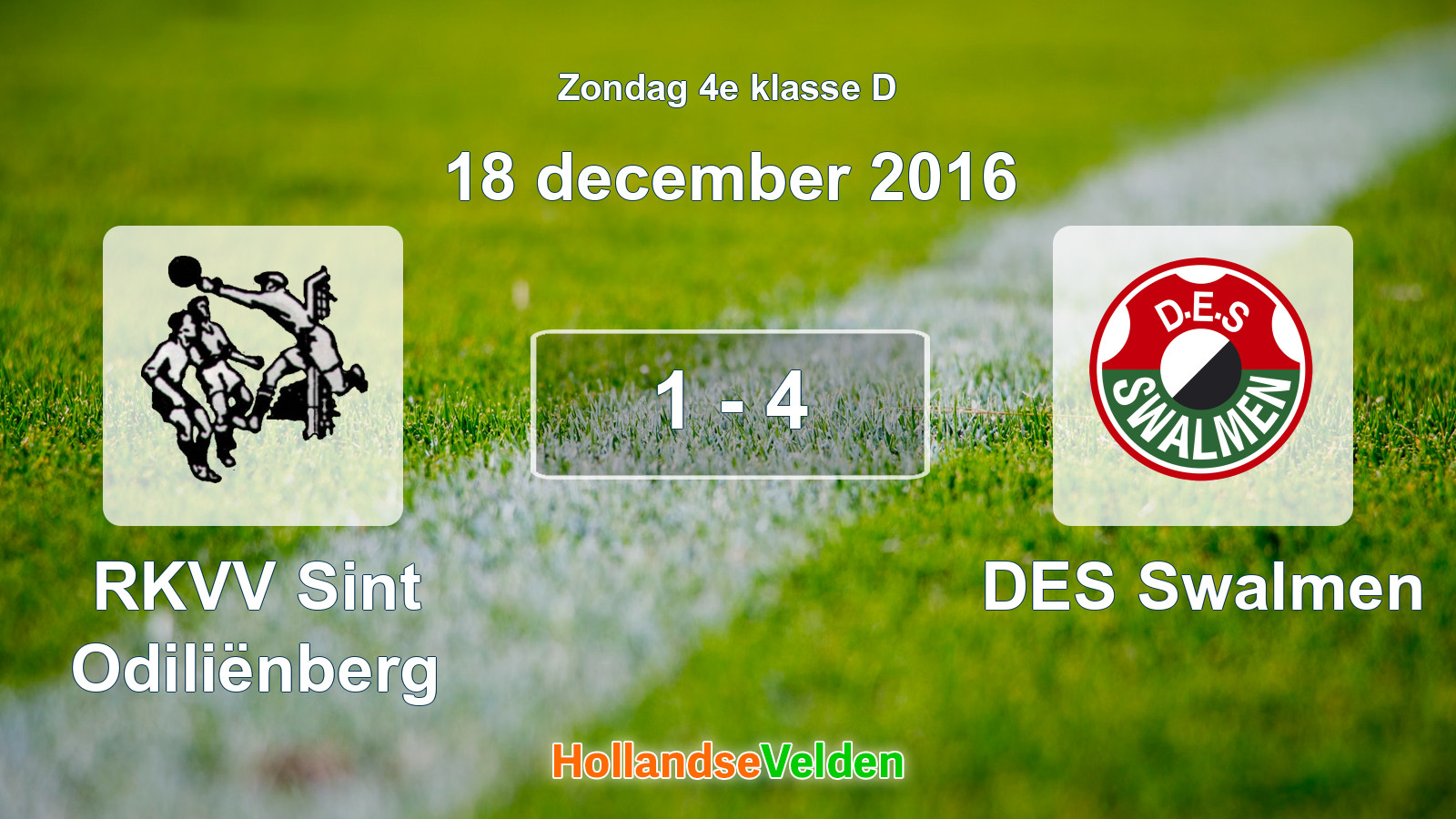 Gespeelde wedstrijd: RKVV Sint Odiliënberg - DES Swalmen 1 - 4 (18 december 2016)