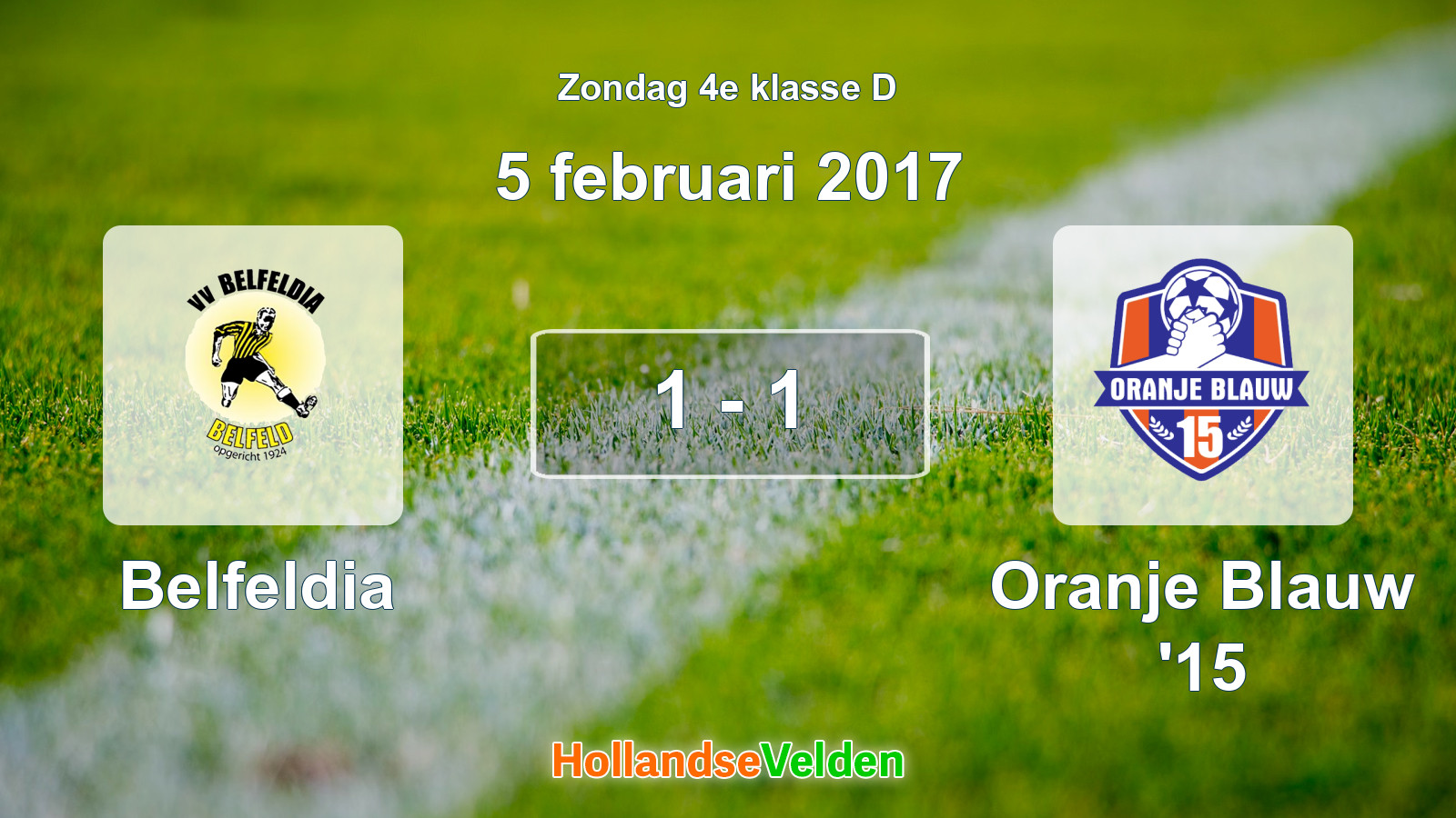 Gespeelde wedstrijd: Belfeldia - Oranje Blauw '15 1 - 1 (5 februari 2017)