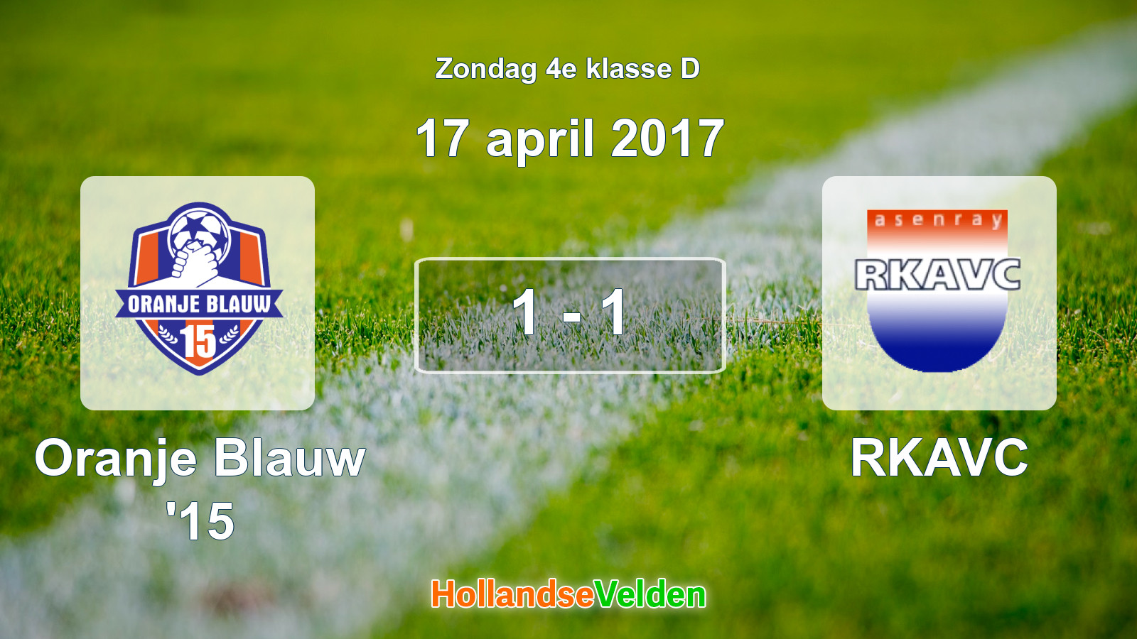 Gespeelde wedstrijd: Oranje Blauw '15 - RKAVC 1 - 1 (17 april 2017)