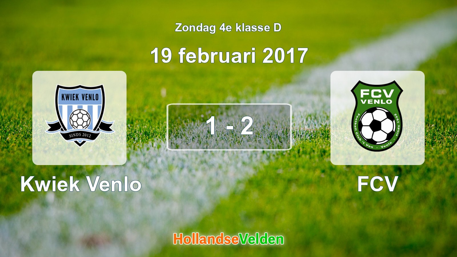 Gespeelde wedstrijd: Kwiek Venlo - FCV 1 - 2 (19 februari 2017)