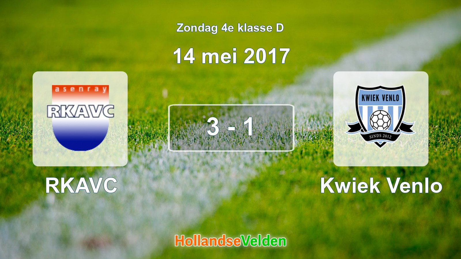 Gespeelde wedstrijd: RKAVC - Kwiek Venlo 3 - 1 (14 mei 2017)