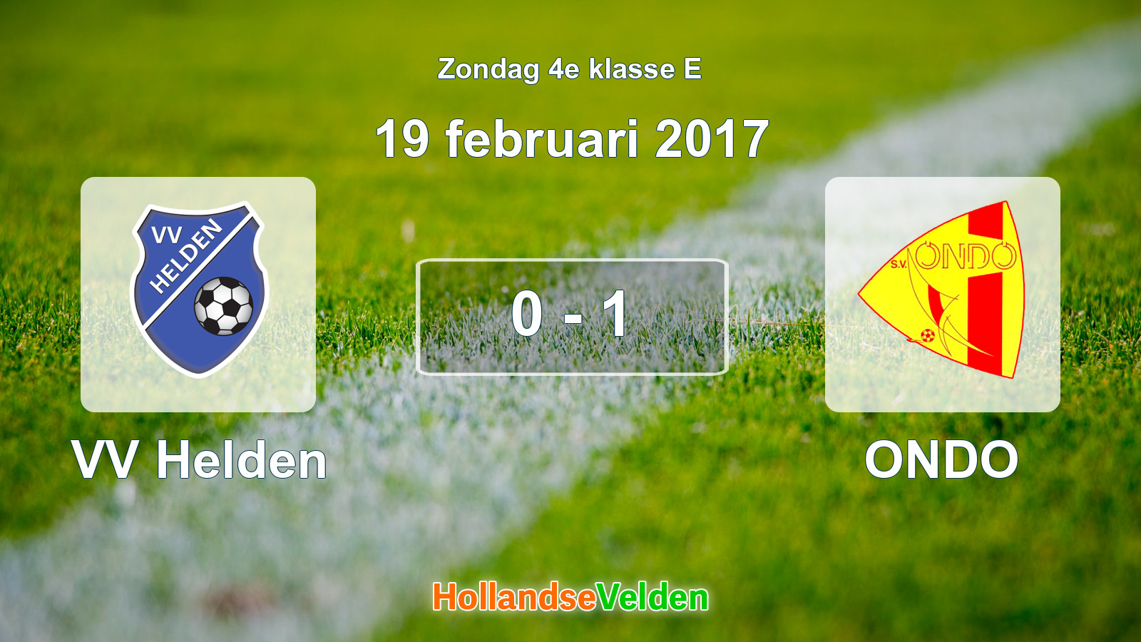 Gespeelde wedstrijd: VV Helden - ONDO 0 - 1 (19 februari 2017)