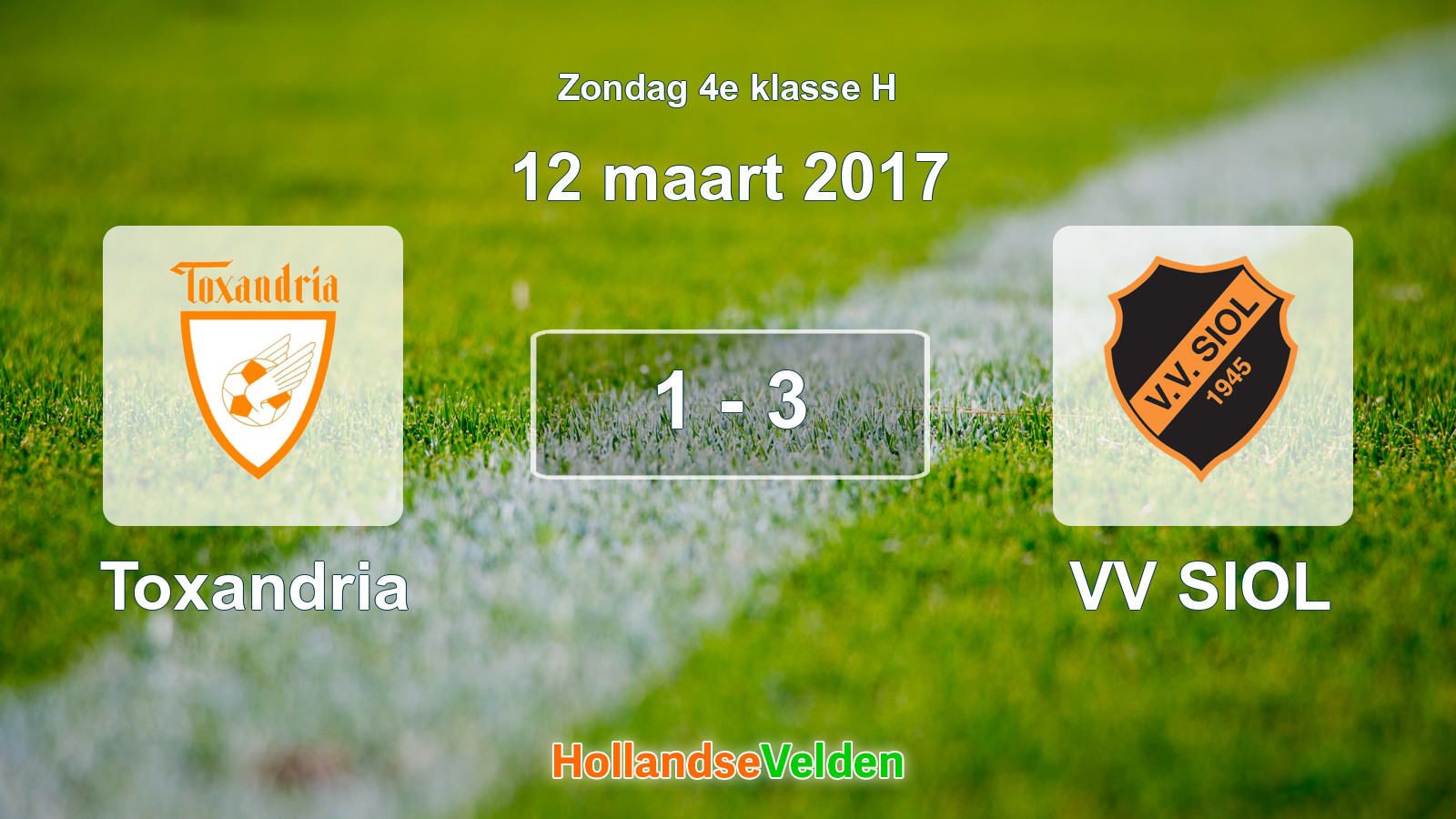 Gespeelde wedstrijd: Toxandria - VV SIOL 1 - 3 (12 maart 2017)