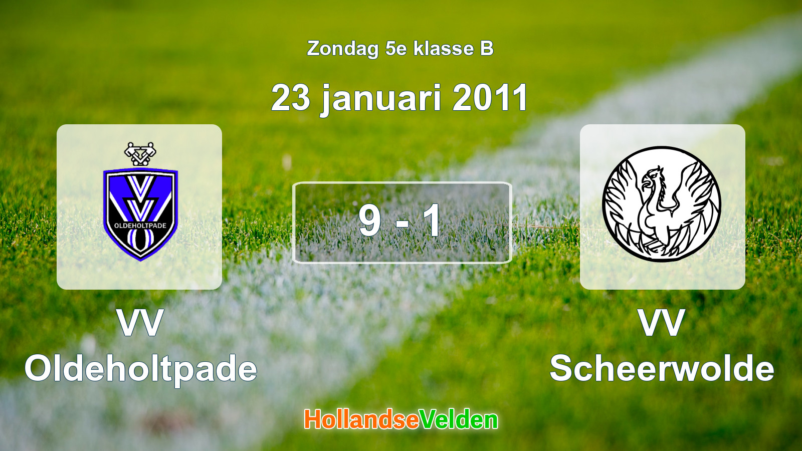 Gespeelde wedstrijd: VV Oldeholtpade - VV Scheerwolde 9 - 1 (23 januari 2011)