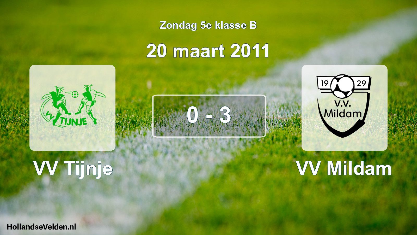 Gespeelde wedstrijd: VV Tijnje - VV Mildam 0 - 3 (20 maart 2011)