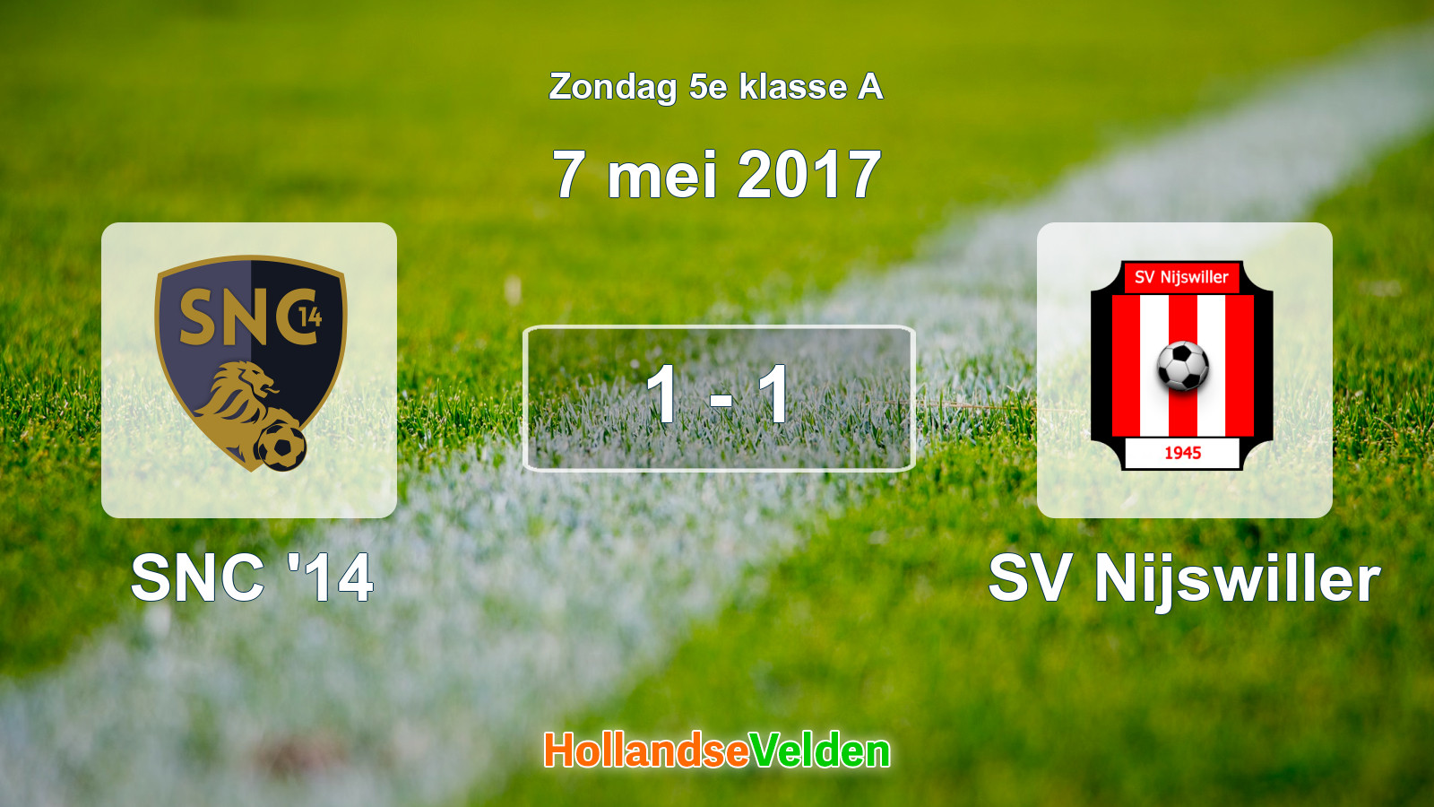 Gespeelde wedstrijd: SNC '14 - SV Nijswiller 1 - 1 (7 mei 2017)