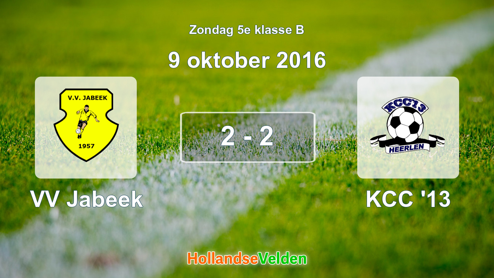 Gespeelde wedstrijd: VV Jabeek - KCC '13 2 - 2 (9 oktober 2016)