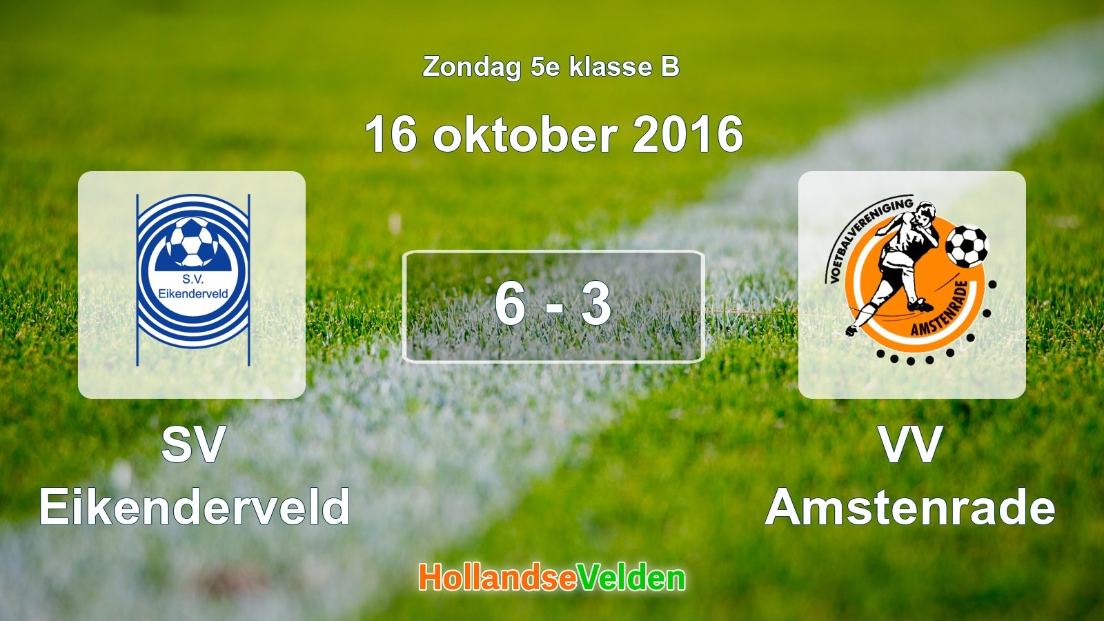 Gespeelde wedstrijd: SV Eikenderveld - VV Amstenrade 6 - 3 (16 oktober 2016)
