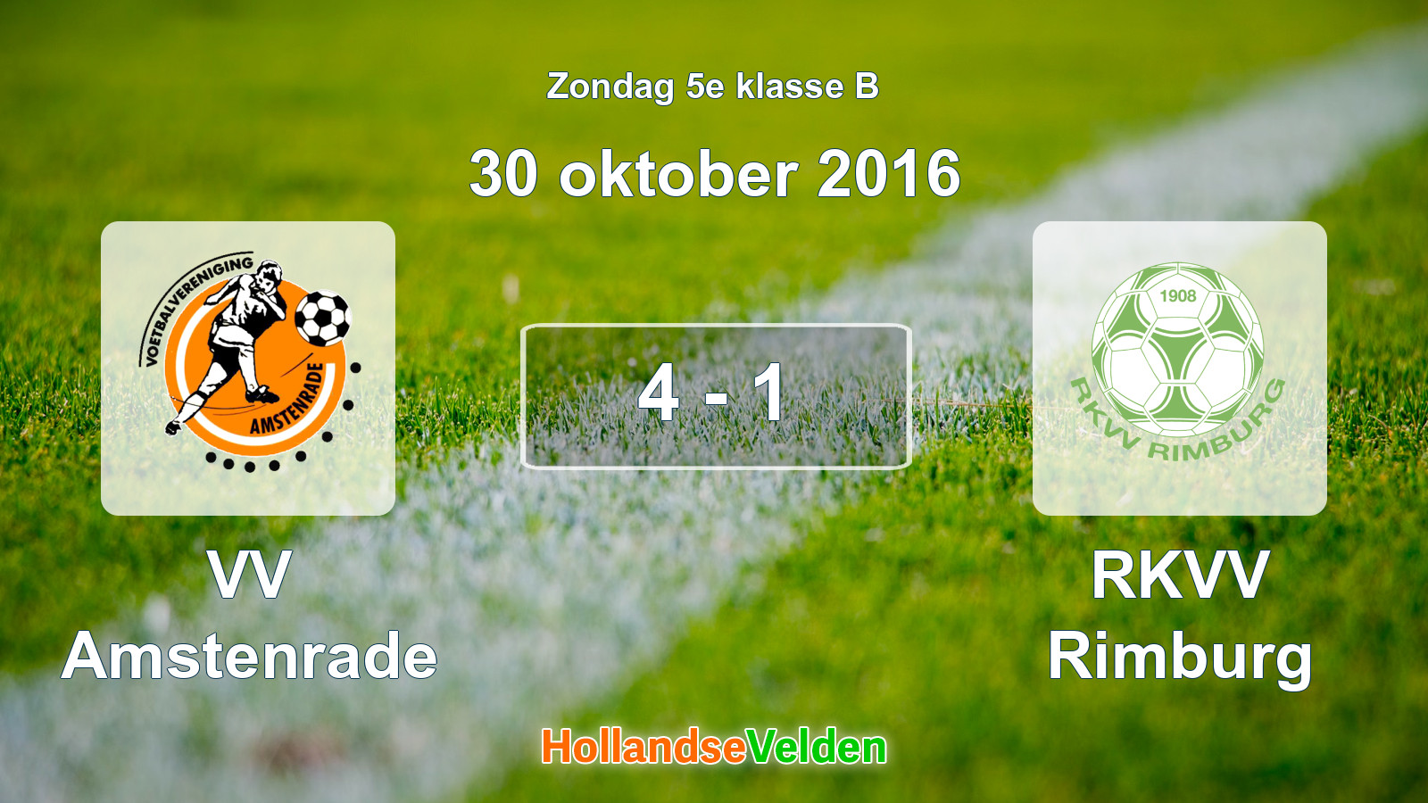 Gespeelde wedstrijd: VV Amstenrade - RKVV Rimburg 4 - 1 (30 oktober 2016)