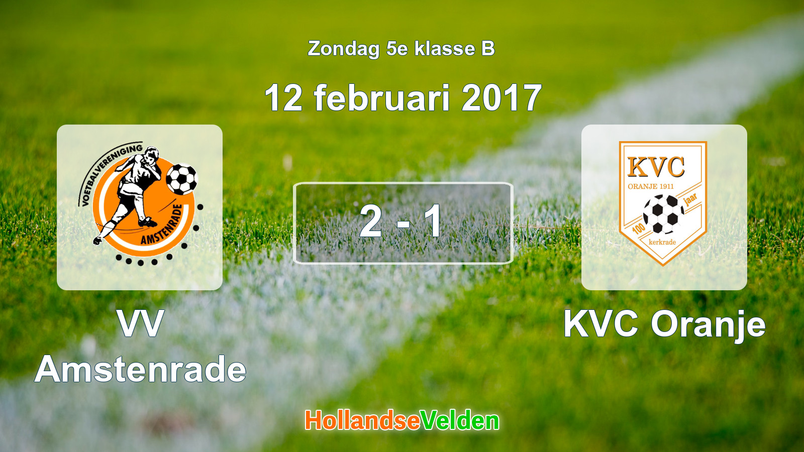 Gespeelde wedstrijd: VV Amstenrade - KVC Oranje 2 - 1 (12 februari 2017)
