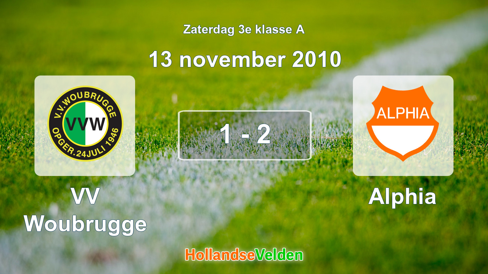 Gespeelde wedstrijd: VV Woubrugge - Alphia 1 - 2 (13 november 2010)