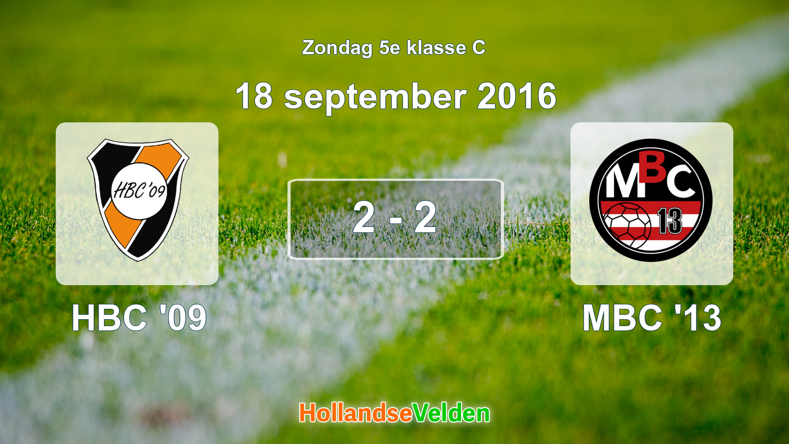 Gespeelde wedstrijd: HBC '09 - MBC '13 2 - 2 (18 september 2016)