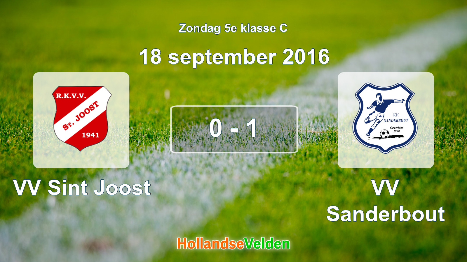 Gespeelde wedstrijd: VV Sint Joost - VV Sanderbout 0 - 1 (18 september 2016)