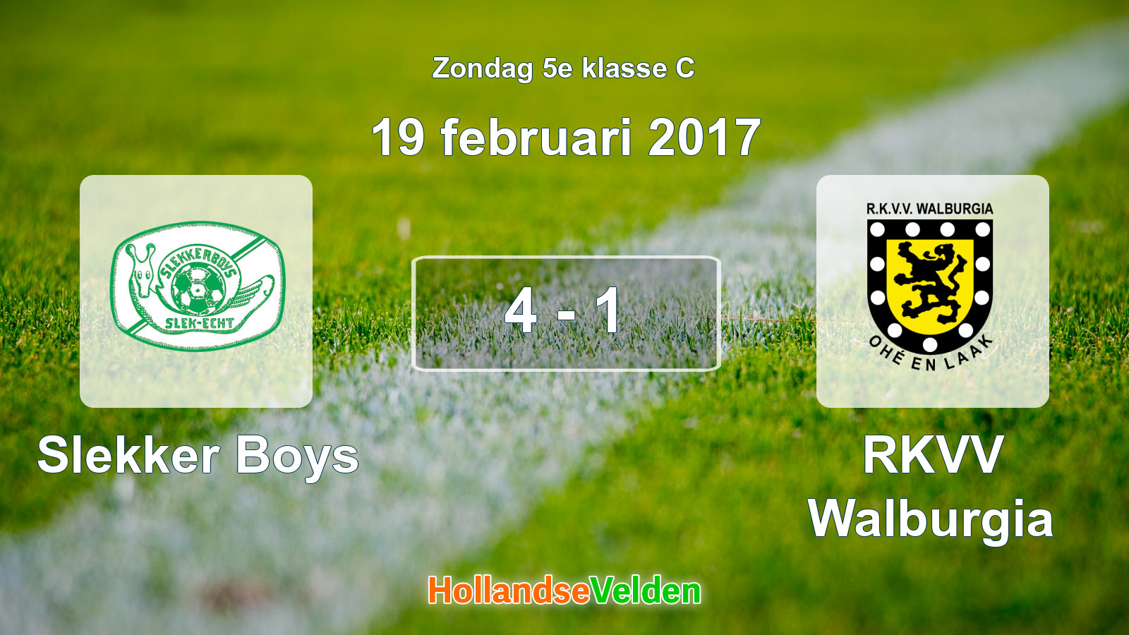 Gespeelde wedstrijd: Slekker Boys - RKVV Walburgia 4 - 1 (19 februari 2017)