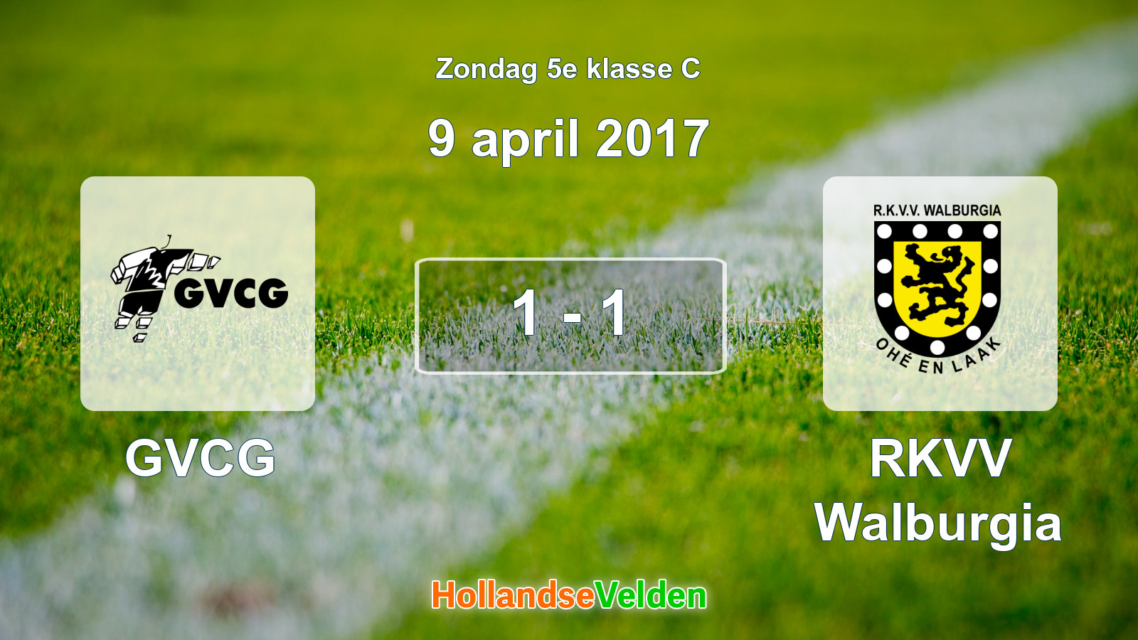 Gespeelde wedstrijd: GVCG - RKVV Walburgia 1 - 1 (9 april 2017)