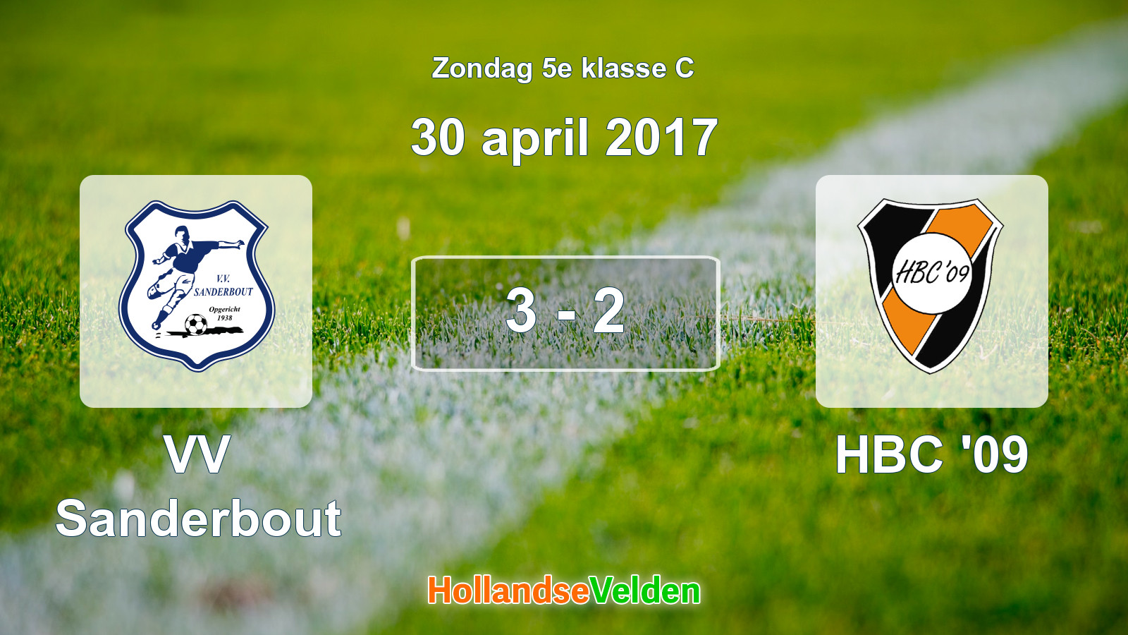 Gespeelde wedstrijd: VV Sanderbout - HBC '09 3 - 2 (30 april 2017)
