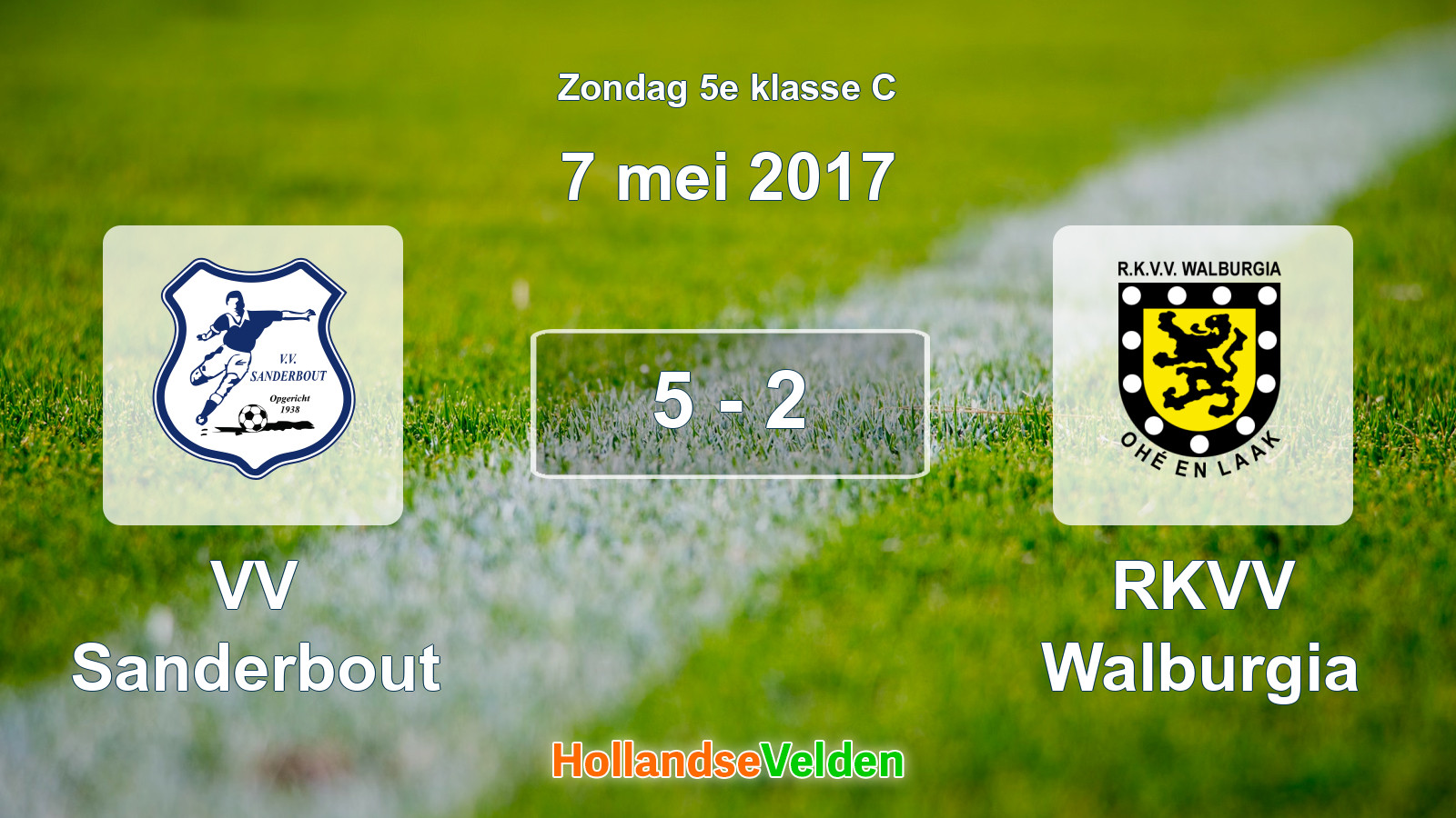 Gespeelde wedstrijd: VV Sanderbout - RKVV Walburgia 5 - 2 (7 mei 2017)