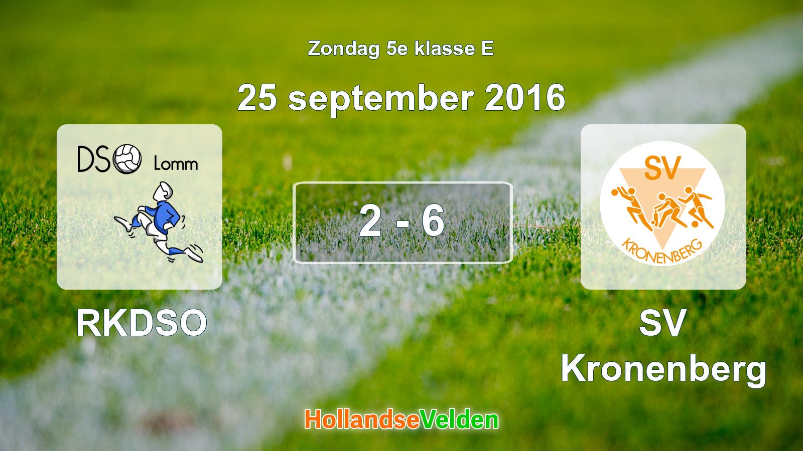 Gespeelde wedstrijd: RKDSO - SV Kronenberg 2 - 6 (25 september 2016)