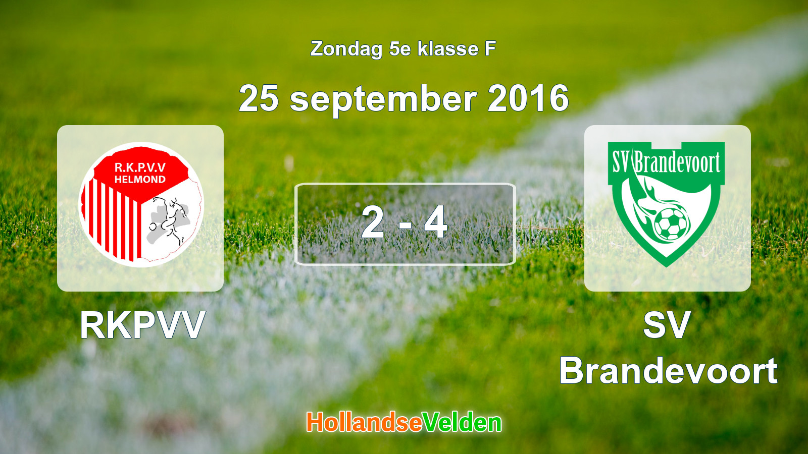 Gespeelde wedstrijd: RKPVV - SV Brandevoort 2 - 4 (25 september 2016)