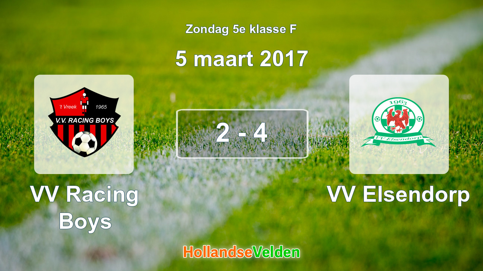 Gespeelde wedstrijd: VV Racing Boys - VV Elsendorp 2 - 4 (5 maart 2017)