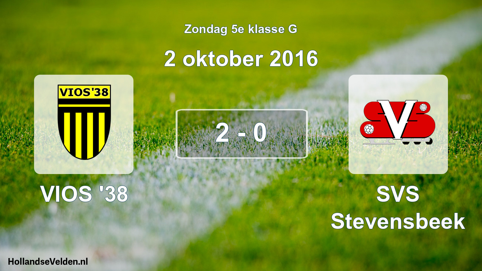 Gespeelde wedstrijd: VIOS '38 - SVS Stevensbeek 2 - 0 (2 oktober 2016)