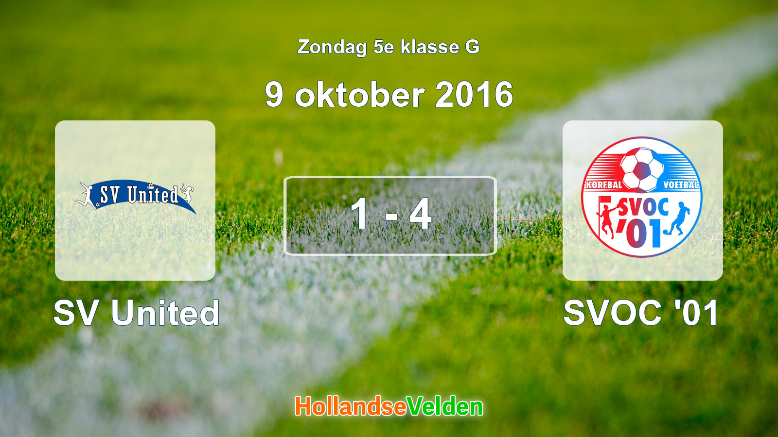 Gespeelde wedstrijd: SV United - SVOC '01 1 - 4 (9 oktober 2016)