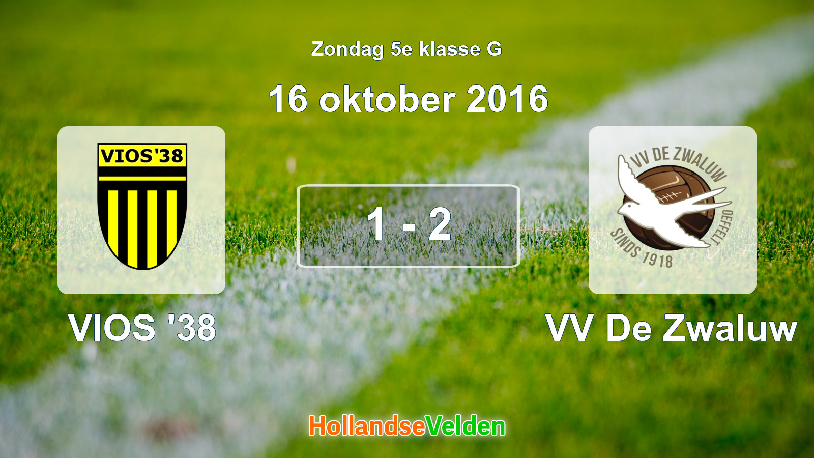 Gespeelde wedstrijd: VIOS '38 - VV De Zwaluw 1 - 2 (16 oktober 2016)