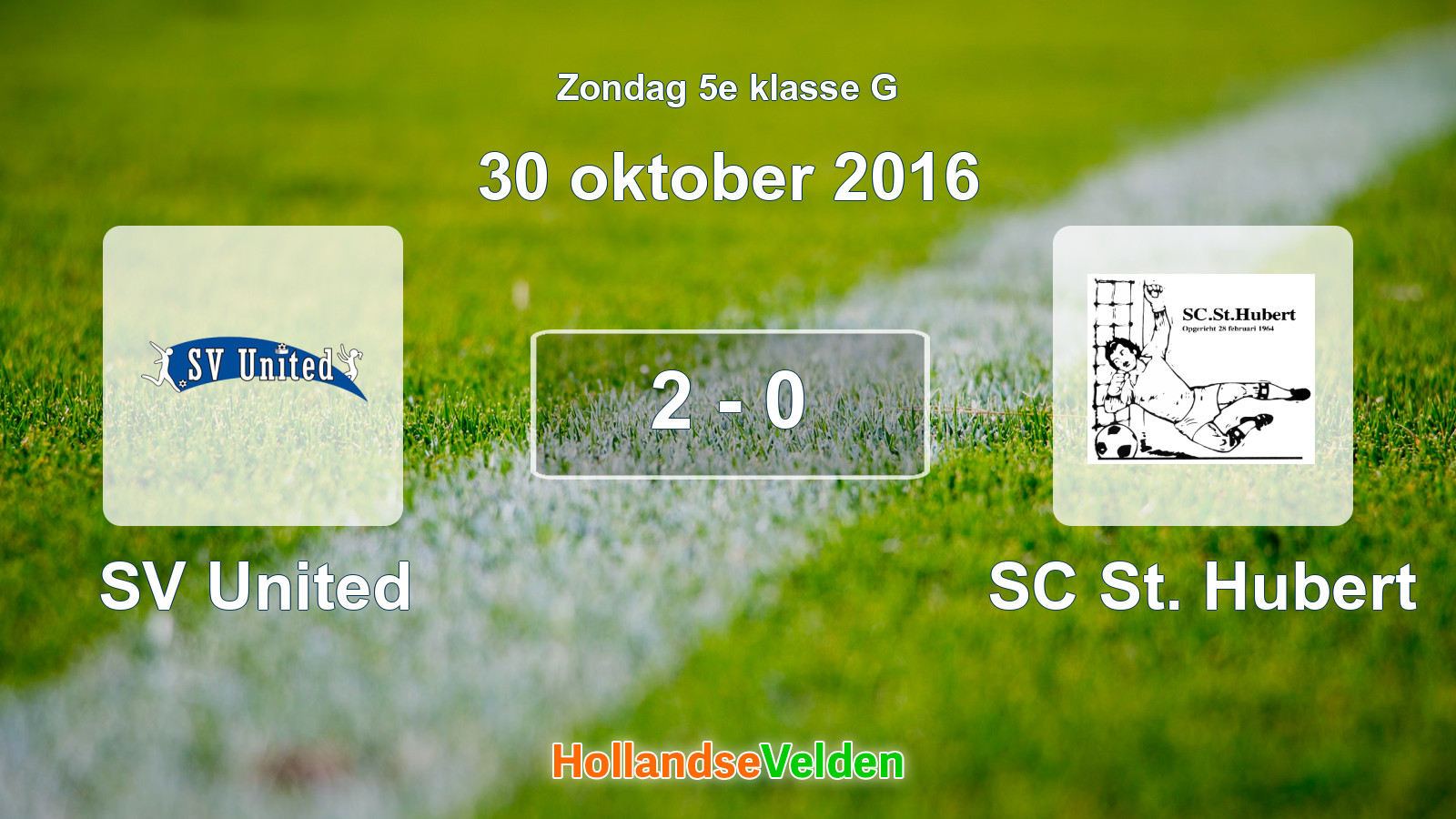 Gespeelde wedstrijd: SV United - SC St. Hubert 2 - 0 (30 oktober 2016)