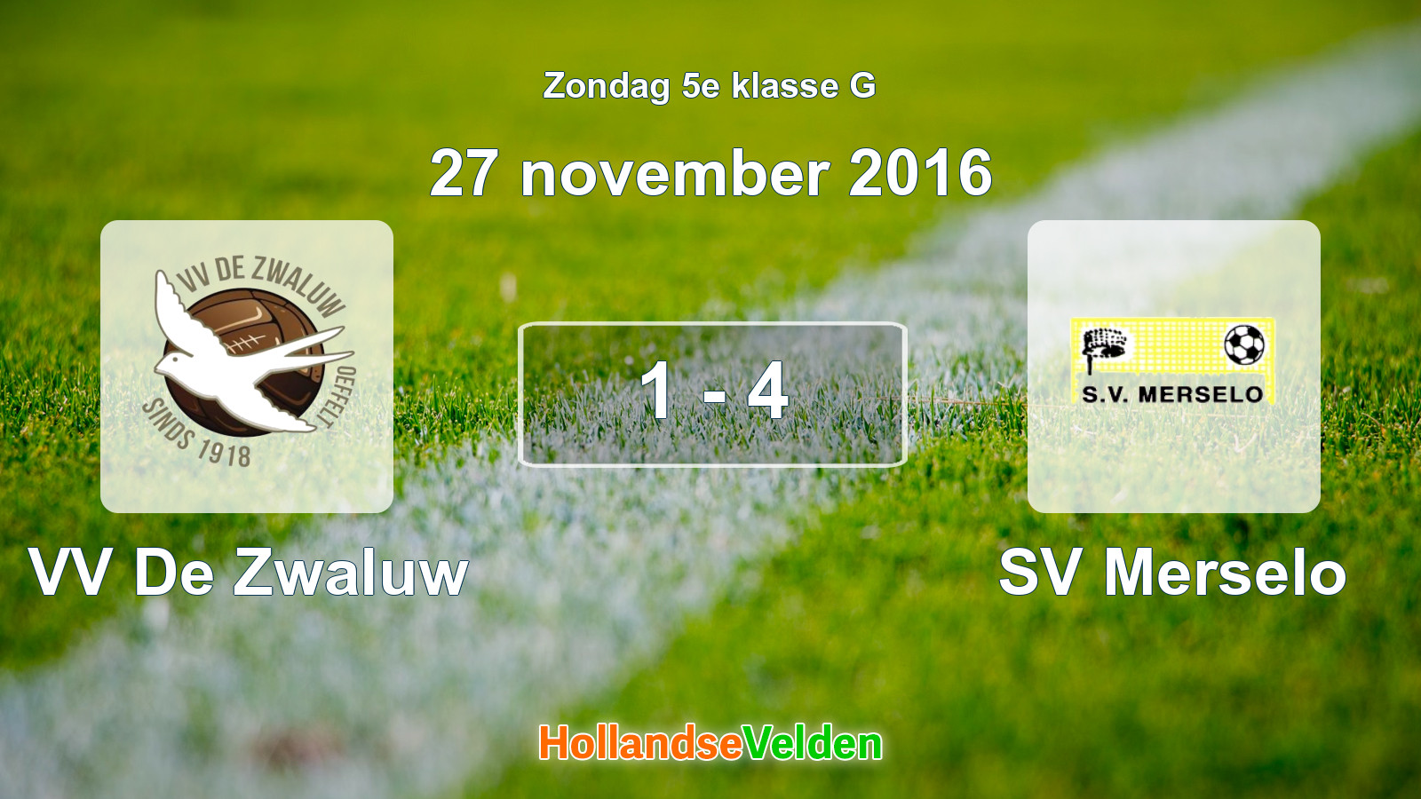 Gespeelde wedstrijd: VV De Zwaluw - SV Merselo 1 - 4 (27 november 2016)